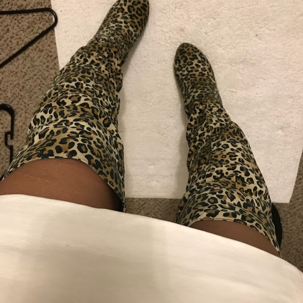 Leopard heel boot worn once in excellent condition